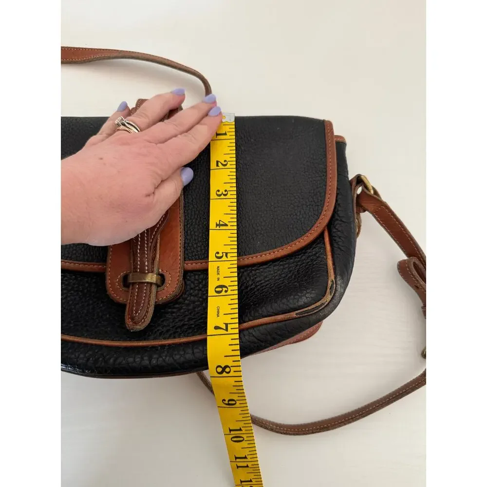 Dooney Bourke vintage leather Purse black brown crossbody Equestrian Bag USED - Picture 2 of 10